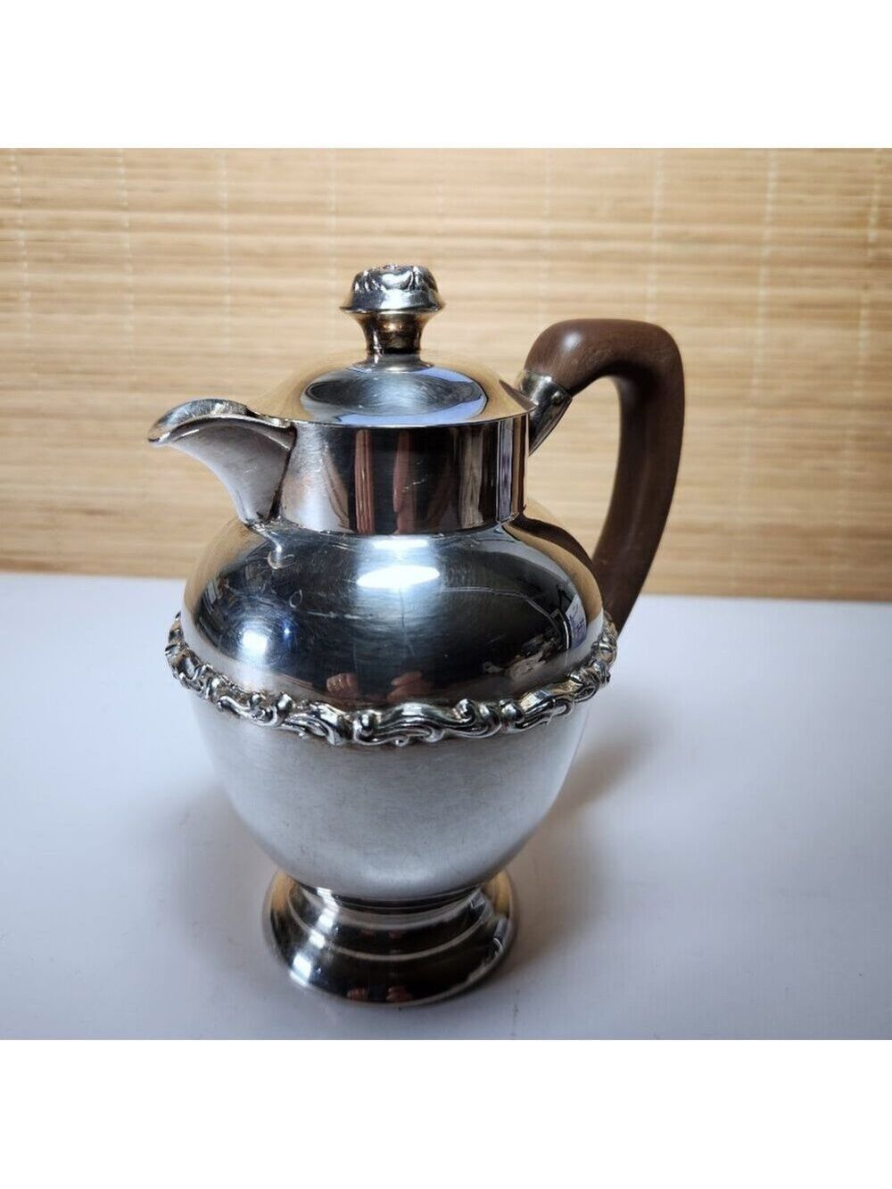 Marlboro Plate Silverplat Creamer E.P. Copper Small Pitcher Wood Handle Lidded